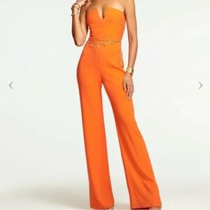 NWOT Size 4 Ramy Brook Enzo Strapless Orange Strapless Jumpsuit in Zinnia.